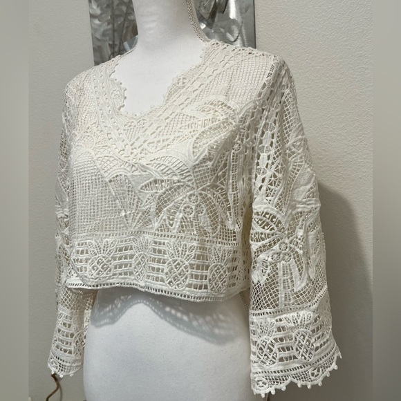 FARM Rio Tops - NWT FARM Rio Guipire Blouse- Off-White- Size Small